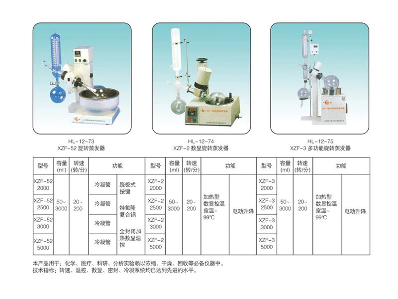 HL-12-73 XZF-52 旋轉蒸發器